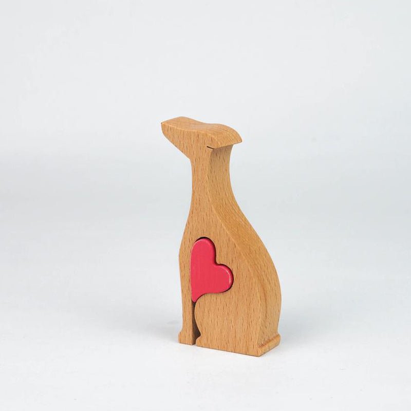 Dog Decoration Furniture Table Heart-shaped Wooden Craftwork - Luxe Nest Market