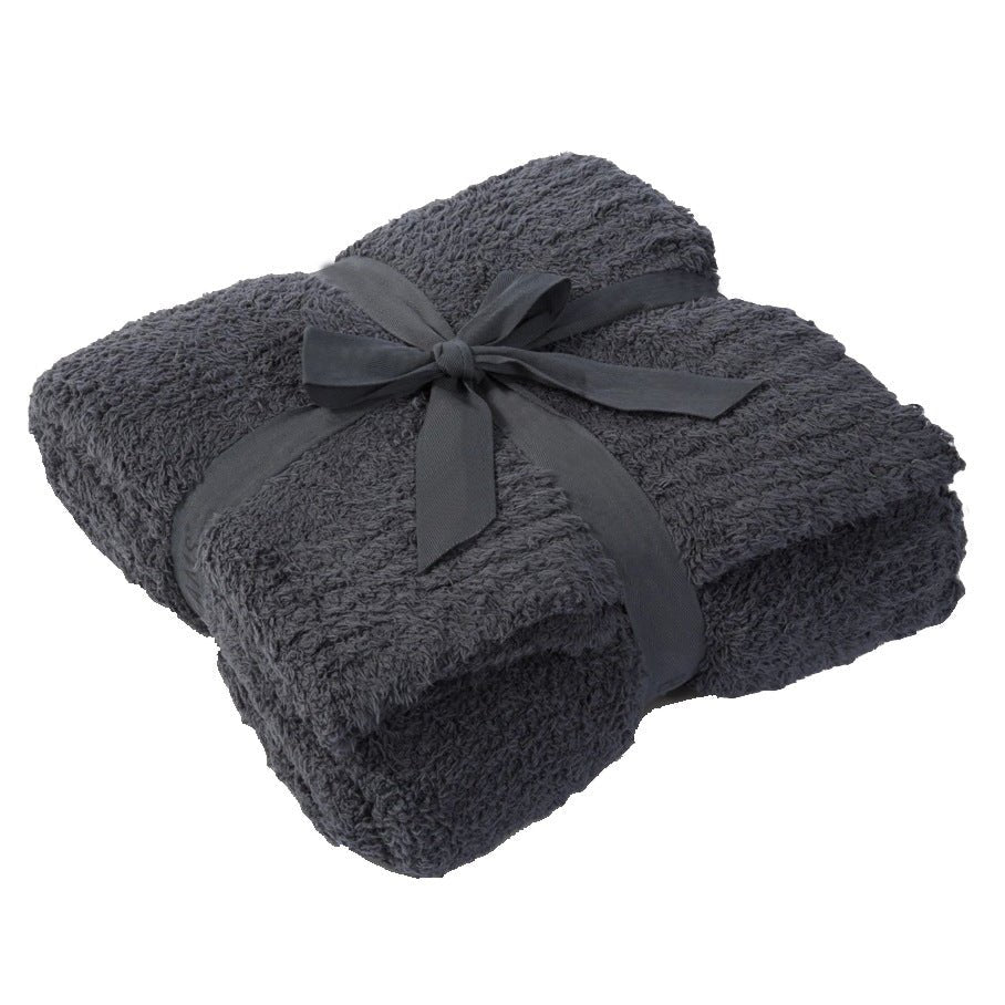 Half Velvet Sofa Knitted Jacquard Solid Color Furniture Blanket - Luxe Nest Market