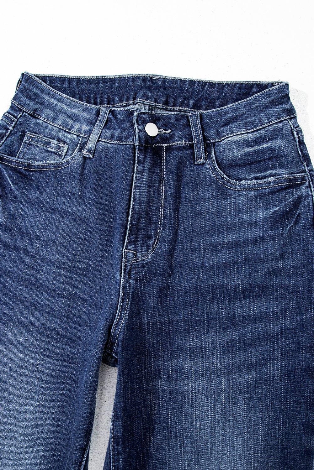 Sail Blue Mineral Wash Raw Hem High Waist Flared Jeans - Luxe Nest Market