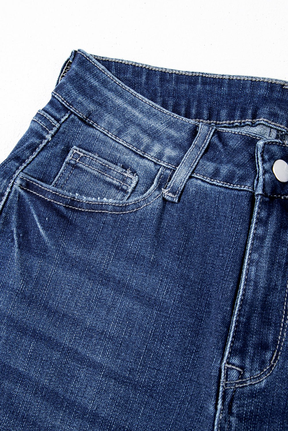 Sail Blue Mineral Wash Raw Hem High Waist Flared Jeans - Luxe Nest Market