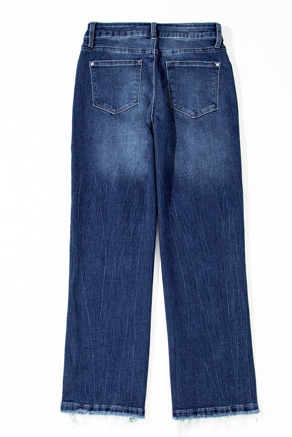 Sail Blue Mineral Wash Raw Hem High Waist Flared Jeans - Luxe Nest Market