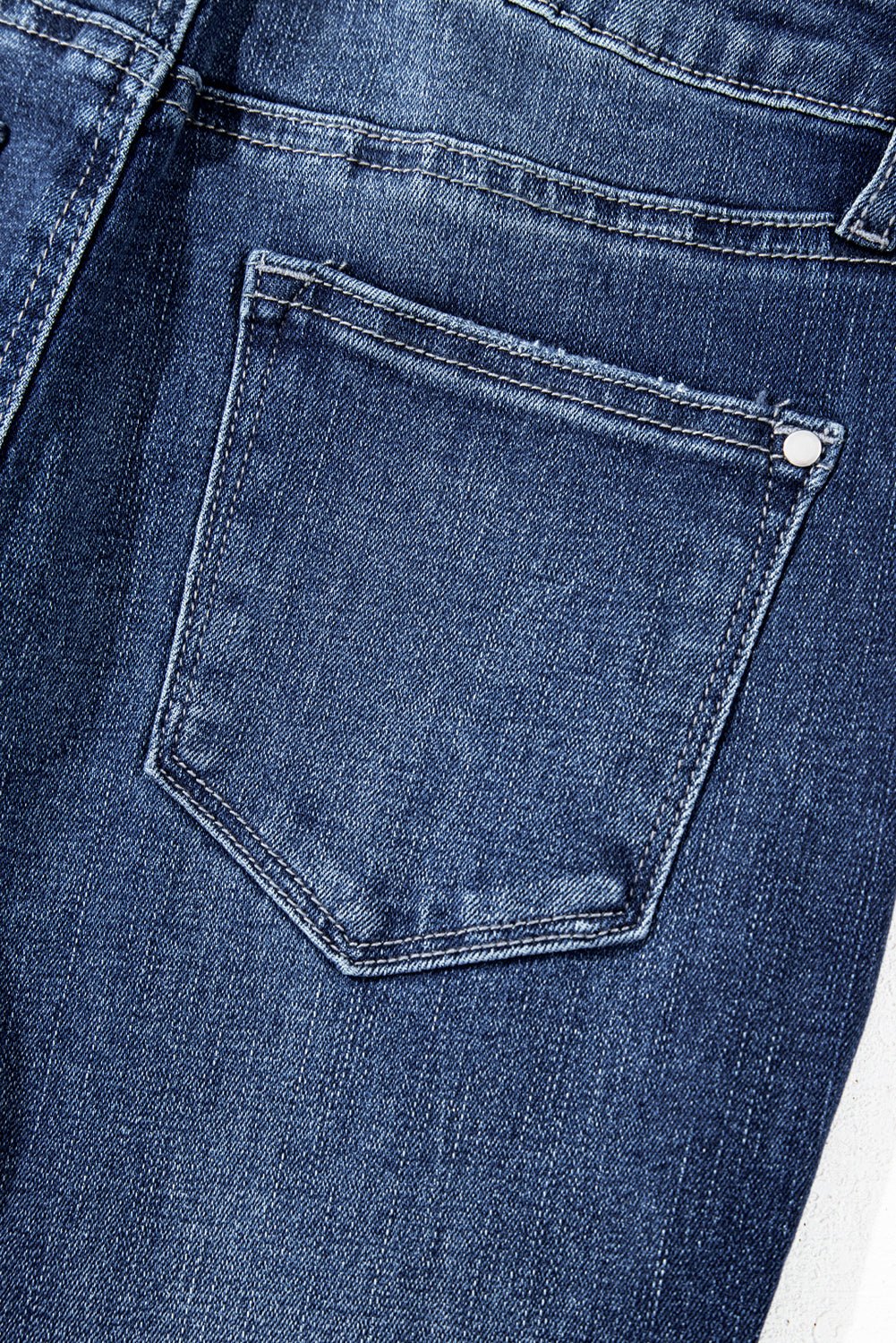Sail Blue Mineral Wash Raw Hem High Waist Flared Jeans - Luxe Nest Market