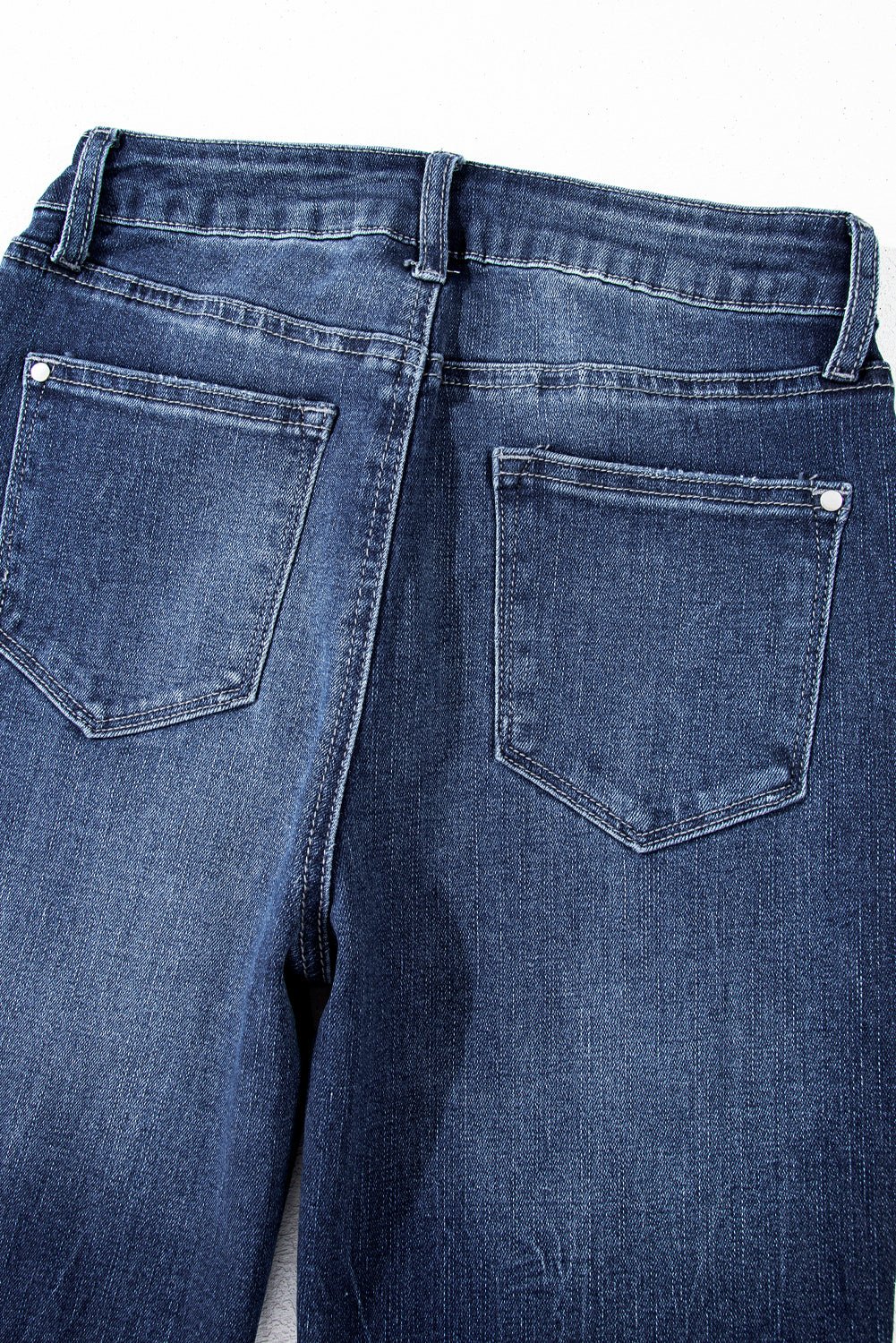 Sail Blue Mineral Wash Raw Hem High Waist Flared Jeans - Luxe Nest Market